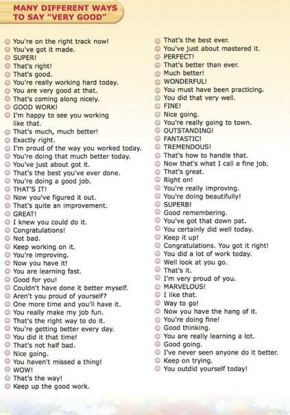 Many Different Ways To Say Very Good Vocabulary Home