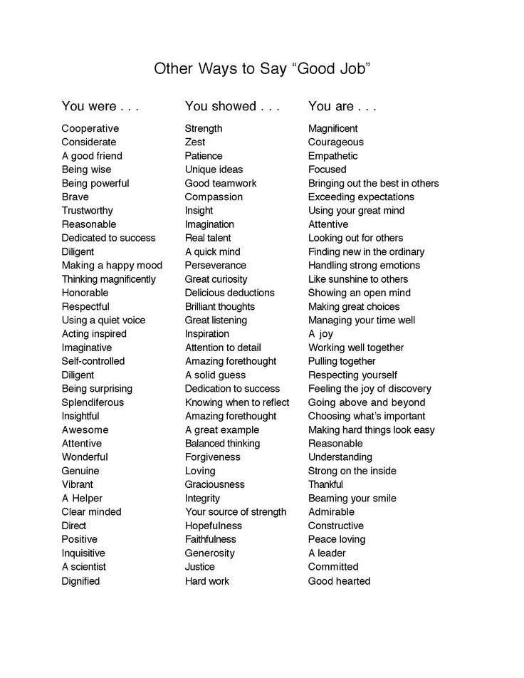 Other Ways To Say GOOD JOB Vocabulary Home