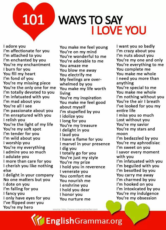 Ways To Say I Love You Vocabulary Home 