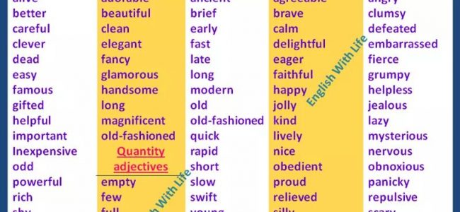 adjectives | Vocabulary Home