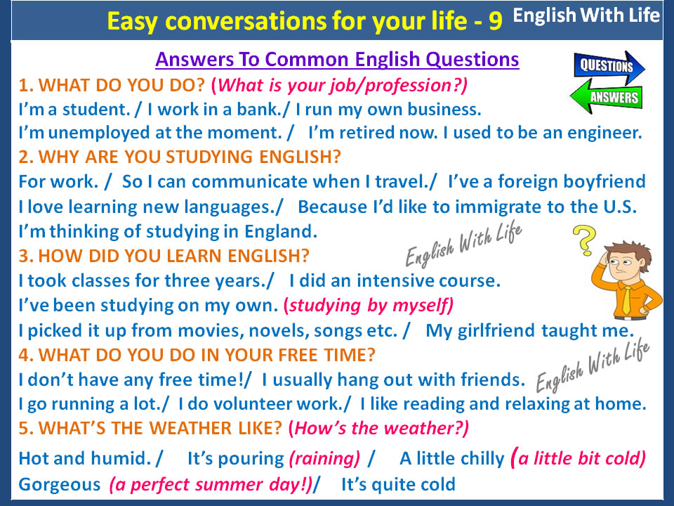 Answers To Common English Questions | Vocabulary Home