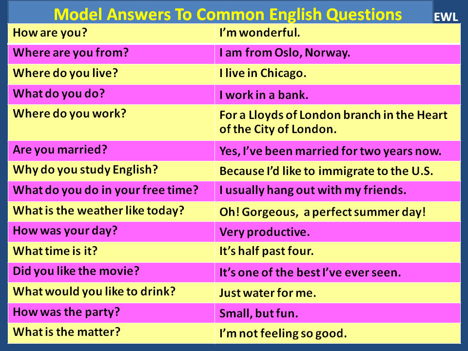 Model Answers to Common English Questions – Vocabulary Home