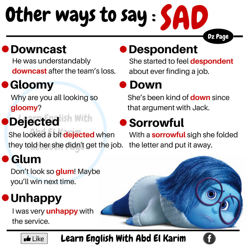 Other Ways To Say Sad