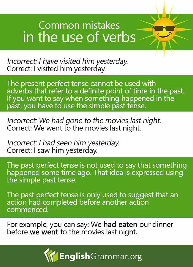 Common Mistakes in The Use of Verbs