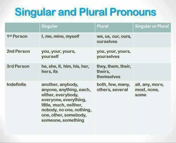 Singular And Plural Pronouns Vocabulary Home